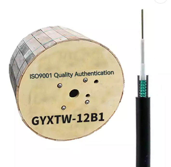 12 كابل الألياف الضوئية الهوائية GYXTW G652D / SM 1500N للاتصالات عن بعد
