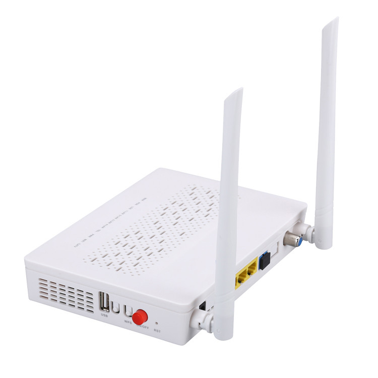 TX 1310nm RX 1490nm FTTH ONU ONT 3FE 1GE WIFI POTS CATV 2T2R الوضع 5DBI كسب التردد 2.4G