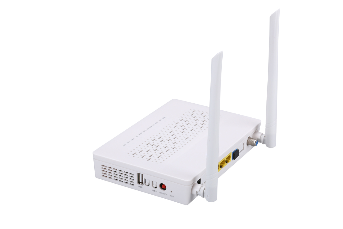 TX 1310nm RX 1490nm FTTH ONU ONT 3FE 1GE WIFI POTS CATV 2T2R الوضع 5DBI كسب التردد 2.4G