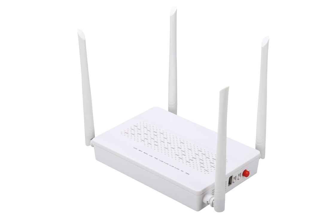 4GE 2.4G / 5G WIFI POTS CATV GPON ONU Modem SC وضع أحادي الألياف