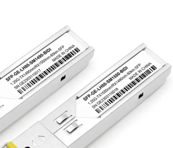 1.25G 80km SFP الألياف البصرية جهاز الإرسال والاستقبال 1490 / 1550nm SC موصل BIDI OEM الشركة المصنعة