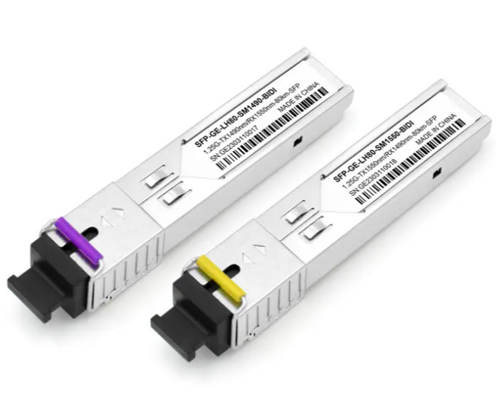 1.25G 80km SFP الألياف البصرية جهاز الإرسال والاستقبال 1490 / 1550nm SC موصل BIDI OEM الشركة المصنعة