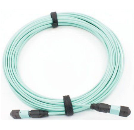 12 بروتوكولات الألياف البصرية MPO OM3 40Gbps Aqua POLB الكيبل التلفزيوني