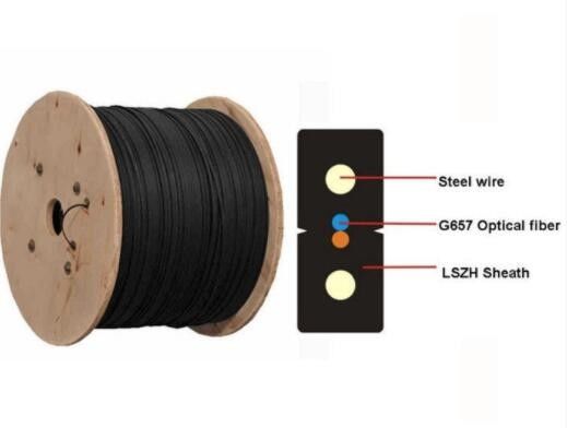 LSZH 1 2 4 Core Ftth Drop Cable G657a كابل الألياف البصرية التصحيح